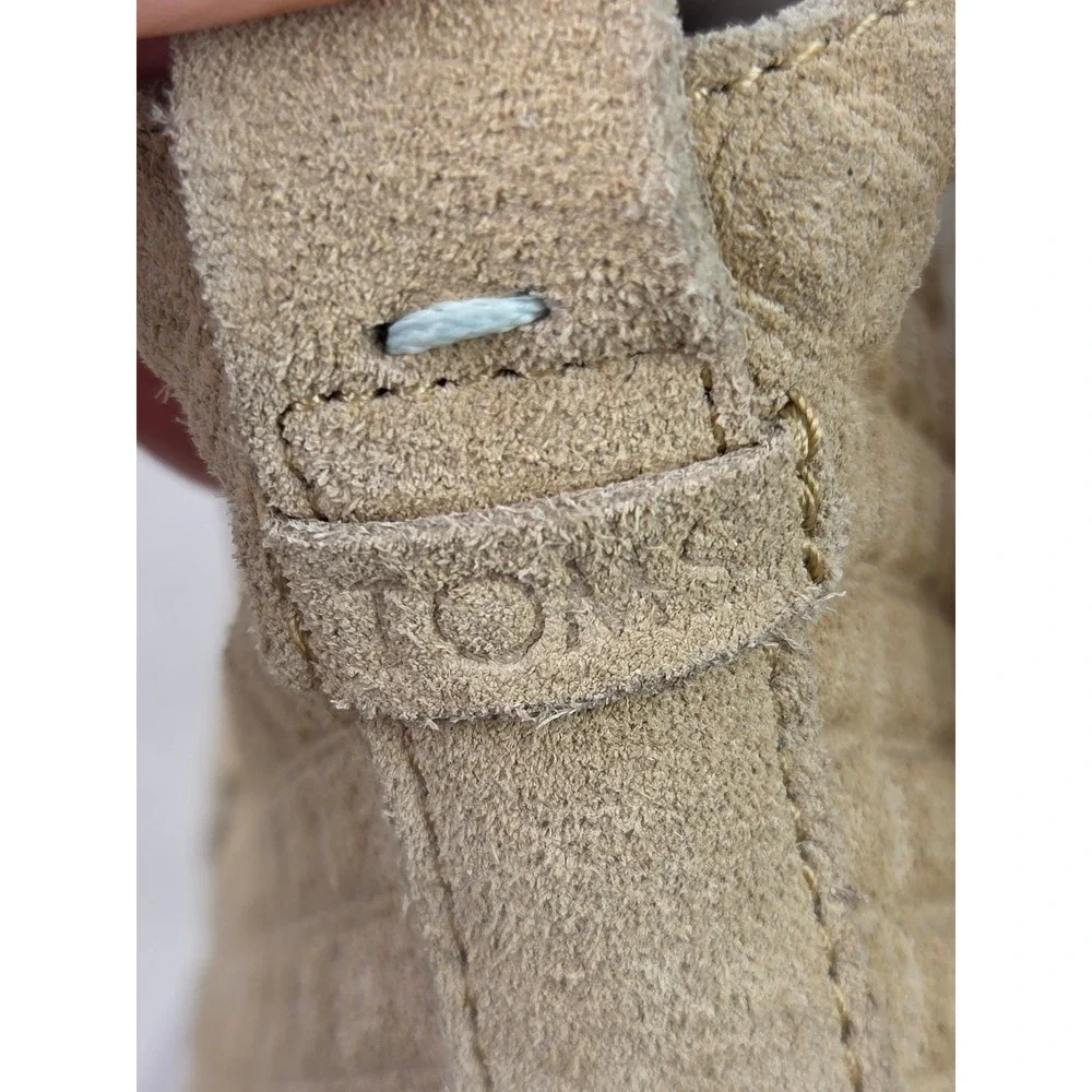 TOMS Esme Womens 10 Suede Ankle Boots Tan Chunky Heel Boho Casual Neutral Casual